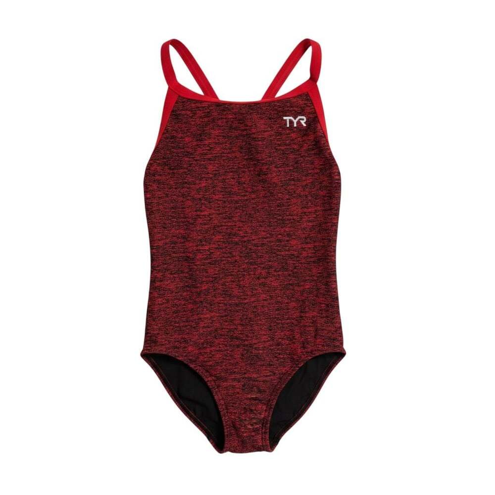 TYR Girls' Lapped Diamondfit Durafast Elite Swimsuit in Red/0069
